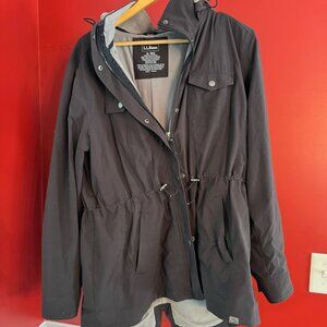 L.L.Bean Women’s XL Hooded Utility Jacket Black Lightweight Coat